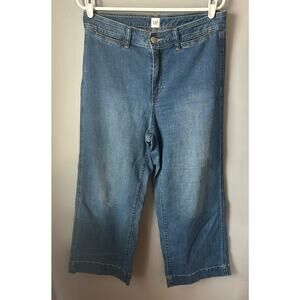 GAP Women's High Rise Wide Leg Crop Blue Jeans, Size 8/29 (26" Inseam)